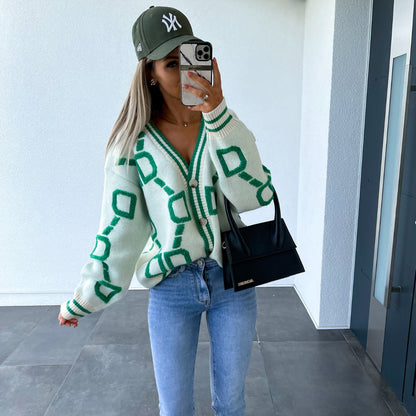 Mayce Elegante ™ | Vienna Geo Knit Cardigan