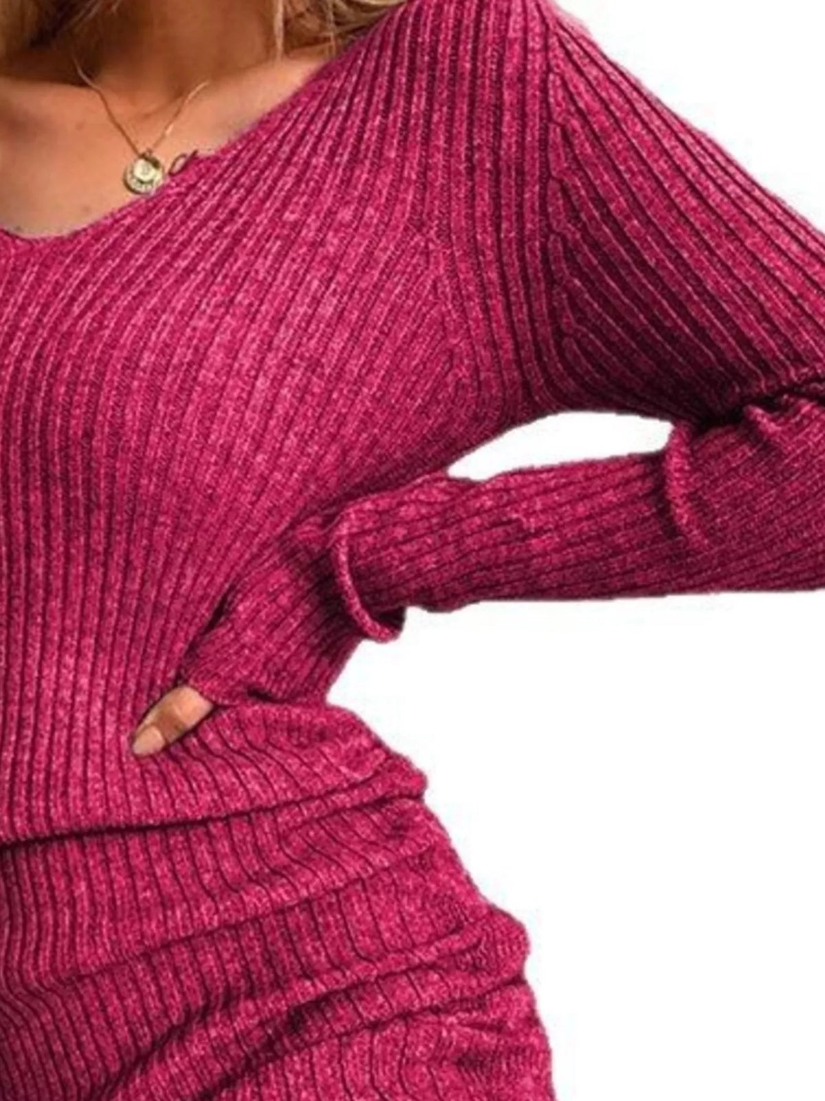 Colette Ribbed Drawstring Bodycon Sweater Dress by Mayce Elegante — product image 8