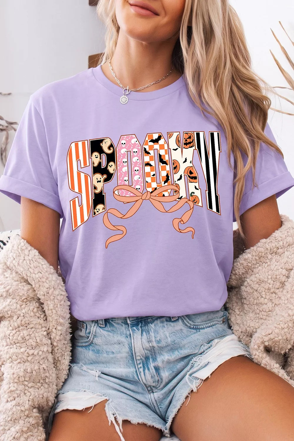 Halloween Spooky Letter Graphic Round Neck Casual T-Shirt – Mayce Halloween Edit