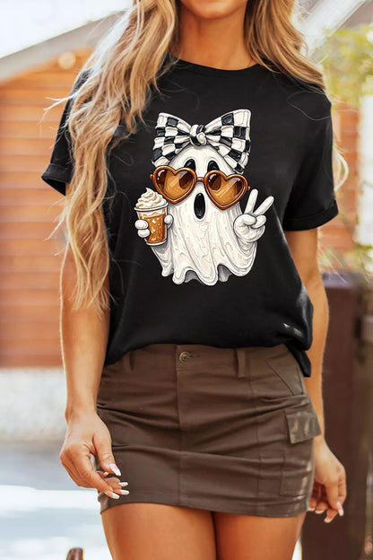 Full Size Halloween Ghost Graphic Short Sleeve T-Shirt Plus Size – Mayce Halloween Edit
