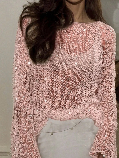 Sequin Long Sleeve Knit Cover Up – Mayce Halloween Edit