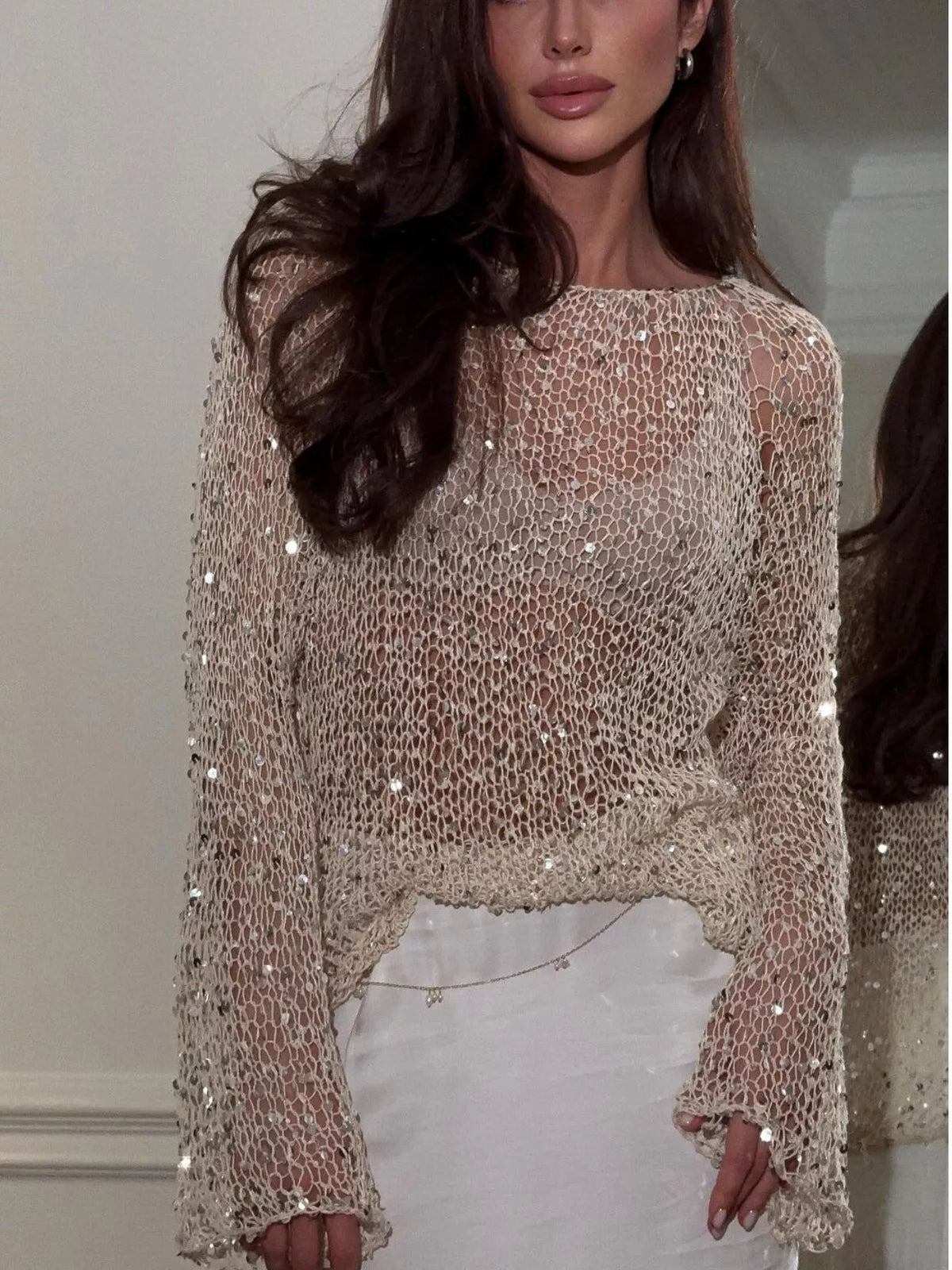Sequin Long Sleeve Knit Cover Up – Mayce Halloween Edit