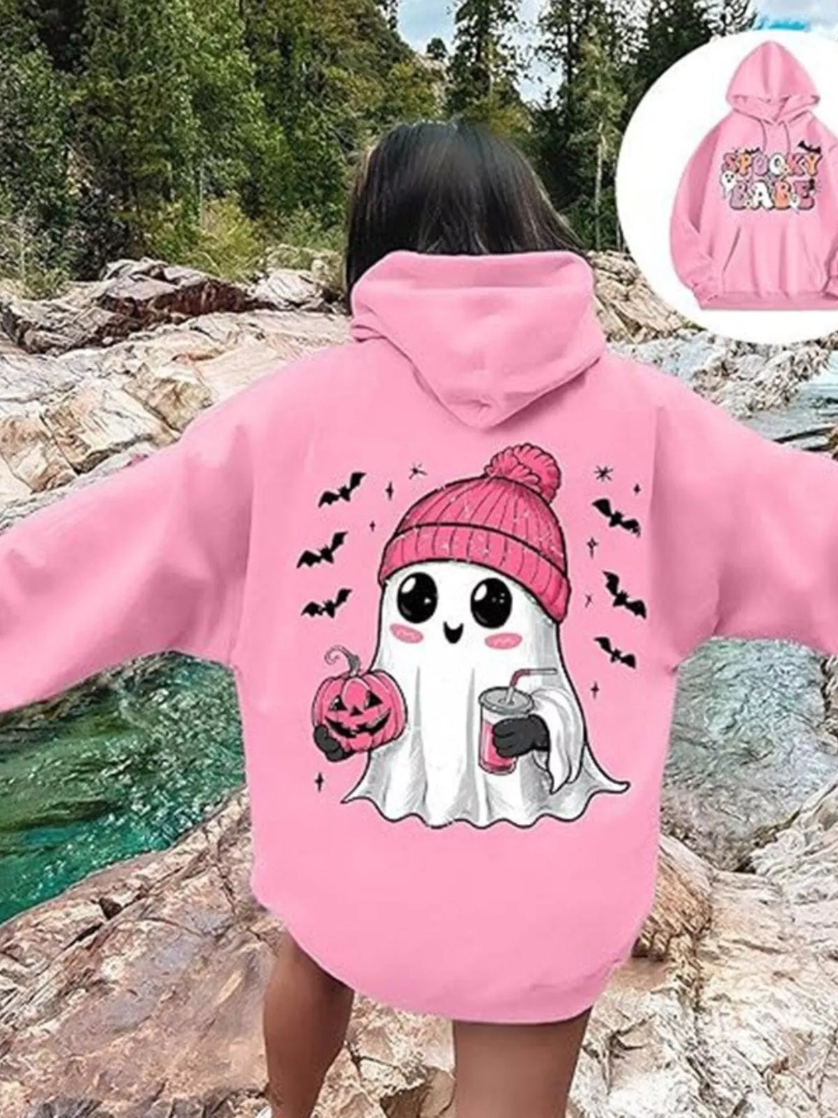 Full Size Halloween Graphic Long Sleeve Hoodie Plus Size – Mayce Halloween Edit