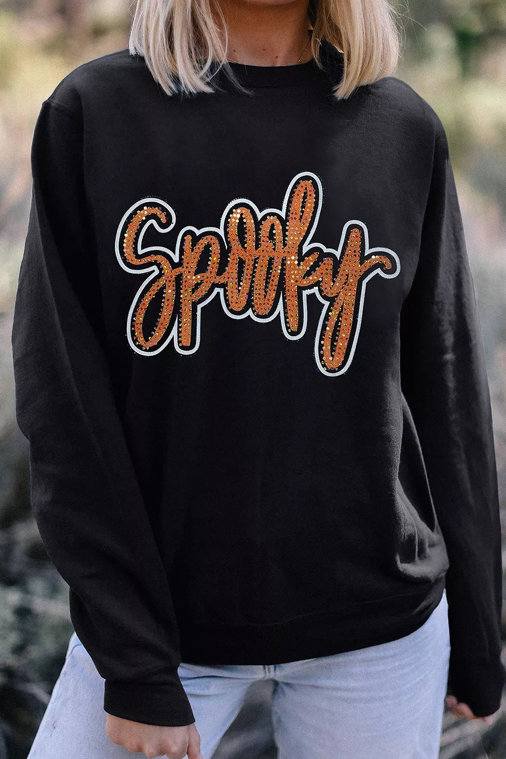 Spooky Rhinestone Drop Shoulder Sweatshirt – Mayce Halloween Edit