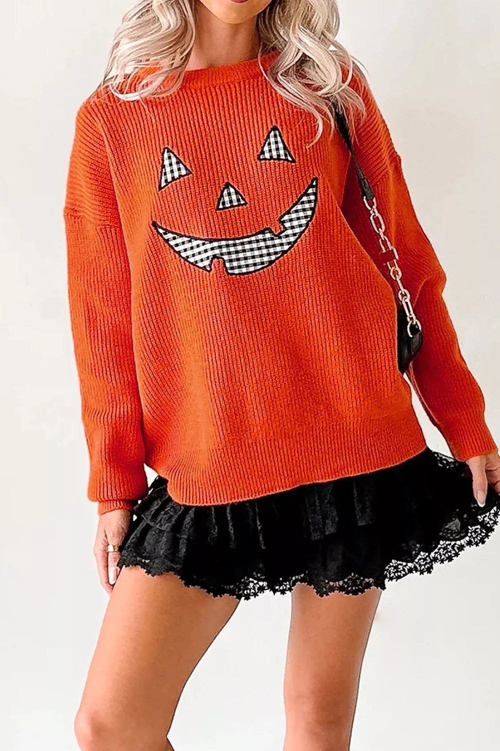 Drop Shoulder Long Sleeve Round Neck Halloween Sweater – Mayce Halloween Edit