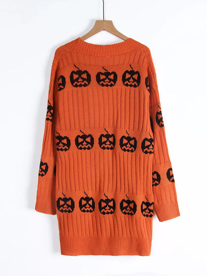 Halloween Pumpkin Open Front Knit Cardigan – Mayce Halloween Edit