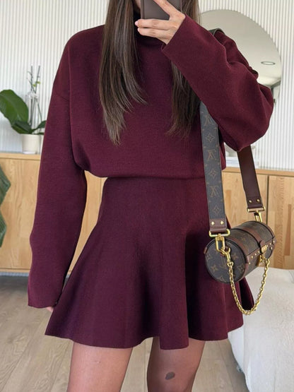 Elise Mock Neck Knit Top & Flared Skirt Set by Mayce Elegante — product image 7