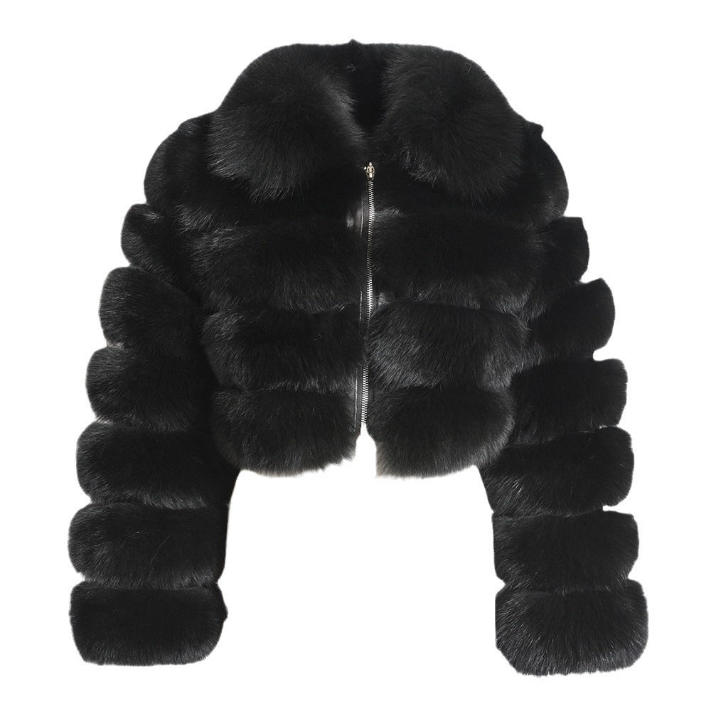 Mayce Elegante™ | Short-Cut Crop Faux Fur Jacket