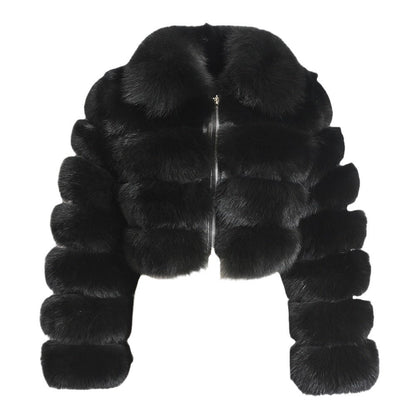 Mayce Elegante™ | Short-Cut Crop Faux Fur Jacket