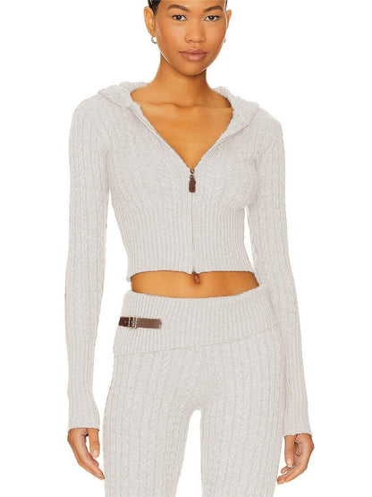 Maycee Elegante Signature Cable Knit Hooded Set
