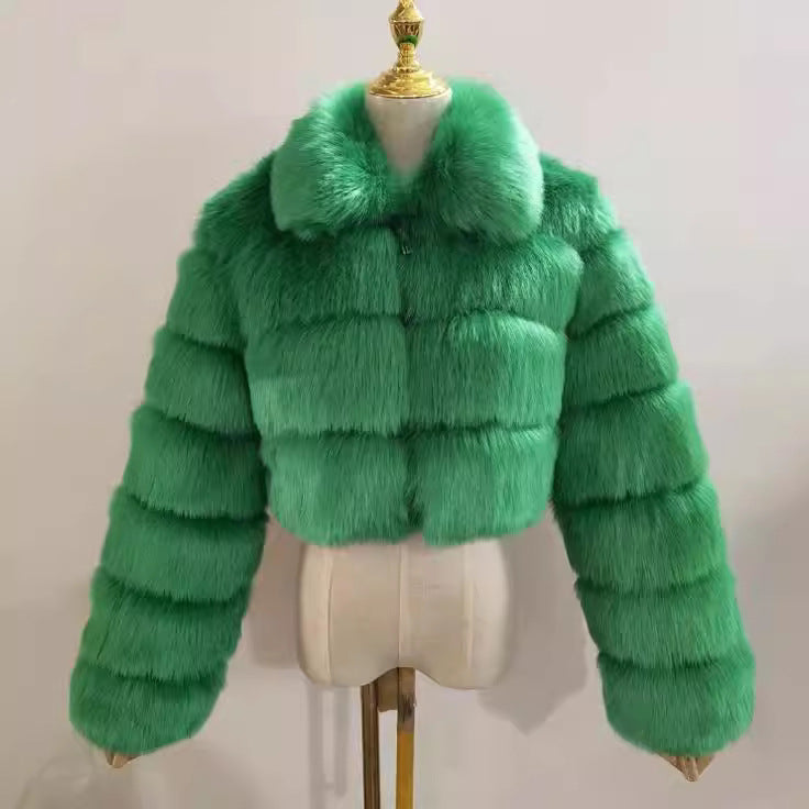 Mayce Elegante™ | Short-Cut Crop Faux Fur Jacket
