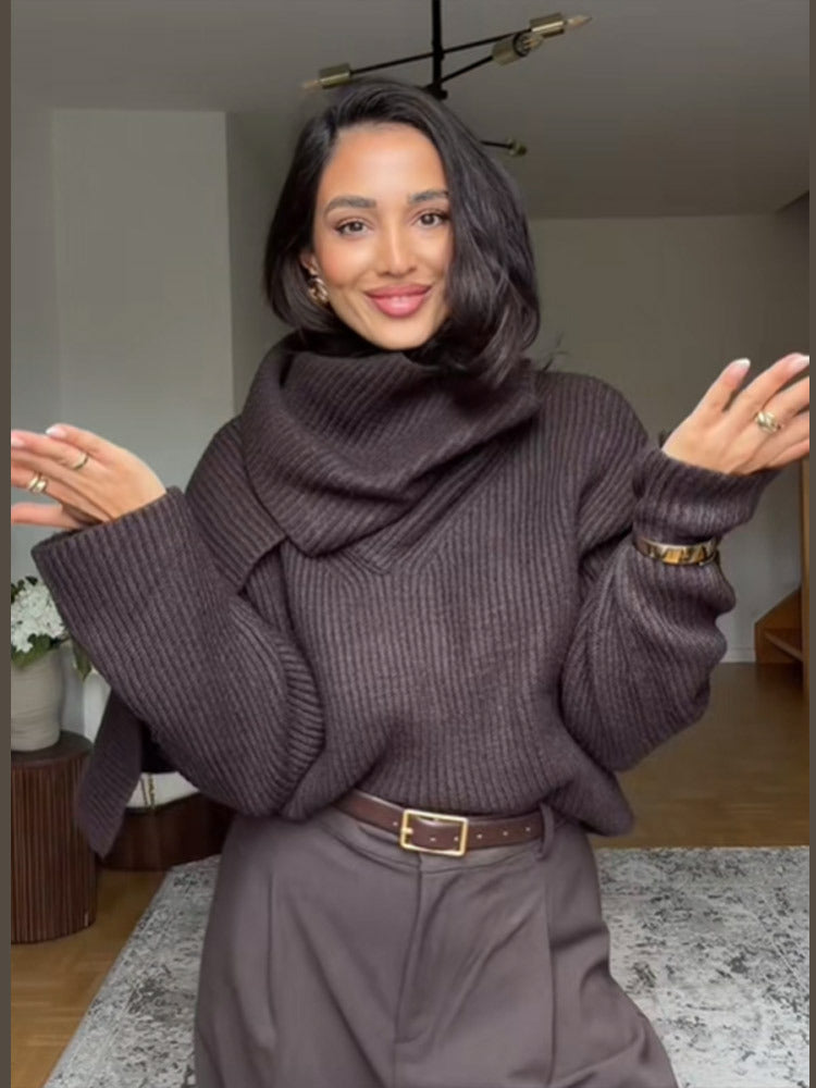 Scarlett Scarf-Neck Signature Knit