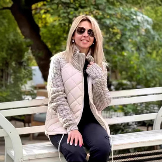 Harper Knitted Sleeve Quilted Coat