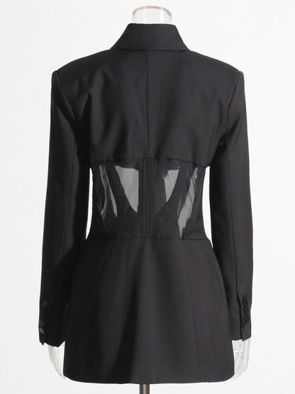 Mayce Elegante ™ | Blair V-Neck Corset Detail Blazer