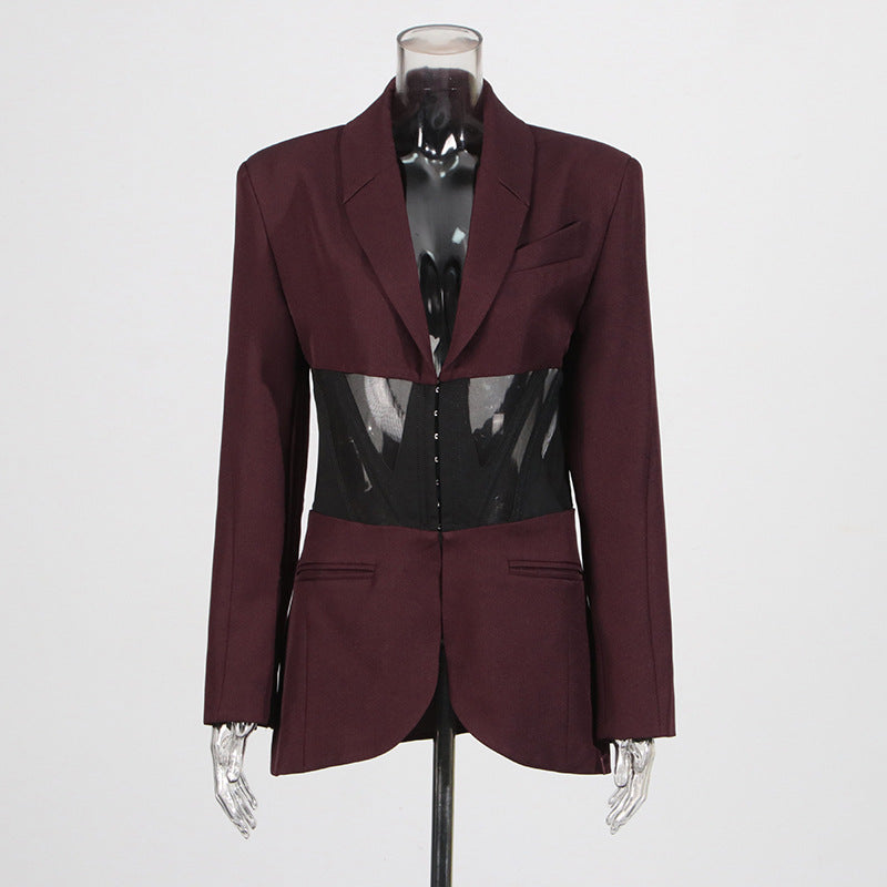 Mayce Elegante ™ | Blair V-Neck Corset Detail Blazer