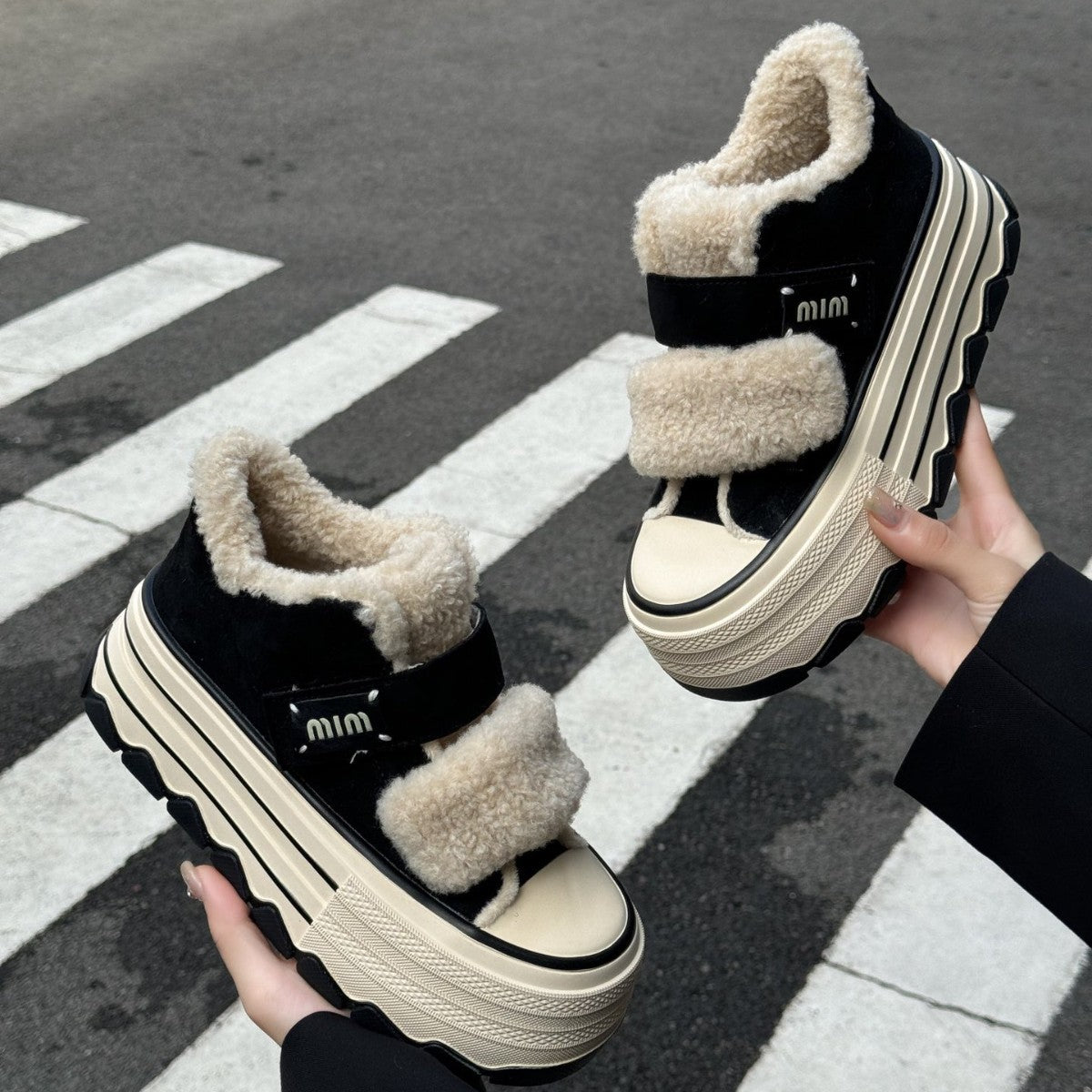 Shearling Lined Platform Sneakers