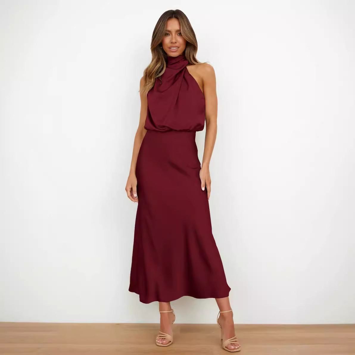 Aurelia Saten Midi Elbise