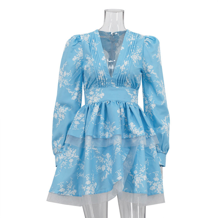 Celestine Sky Drapeli Mini Elbise
