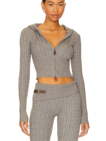 Maycee Elegante Signature Cable Knit Hooded Set