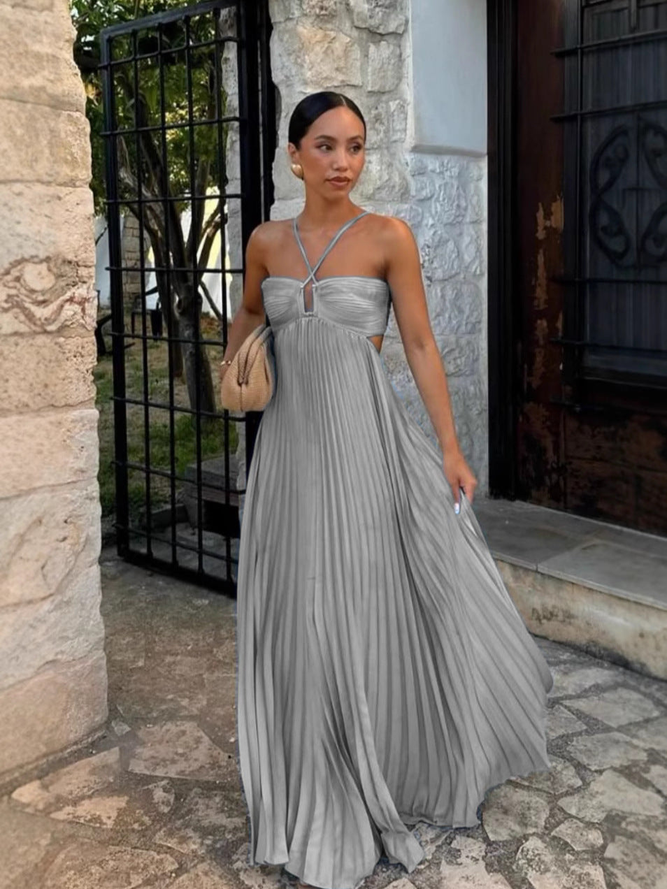 Mayce® Elegante | Celeste  Maxi Elbise