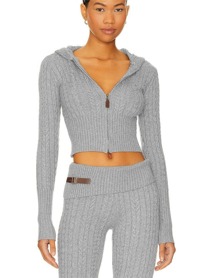 Maycee Elegante Signature Cable Knit Hooded Set