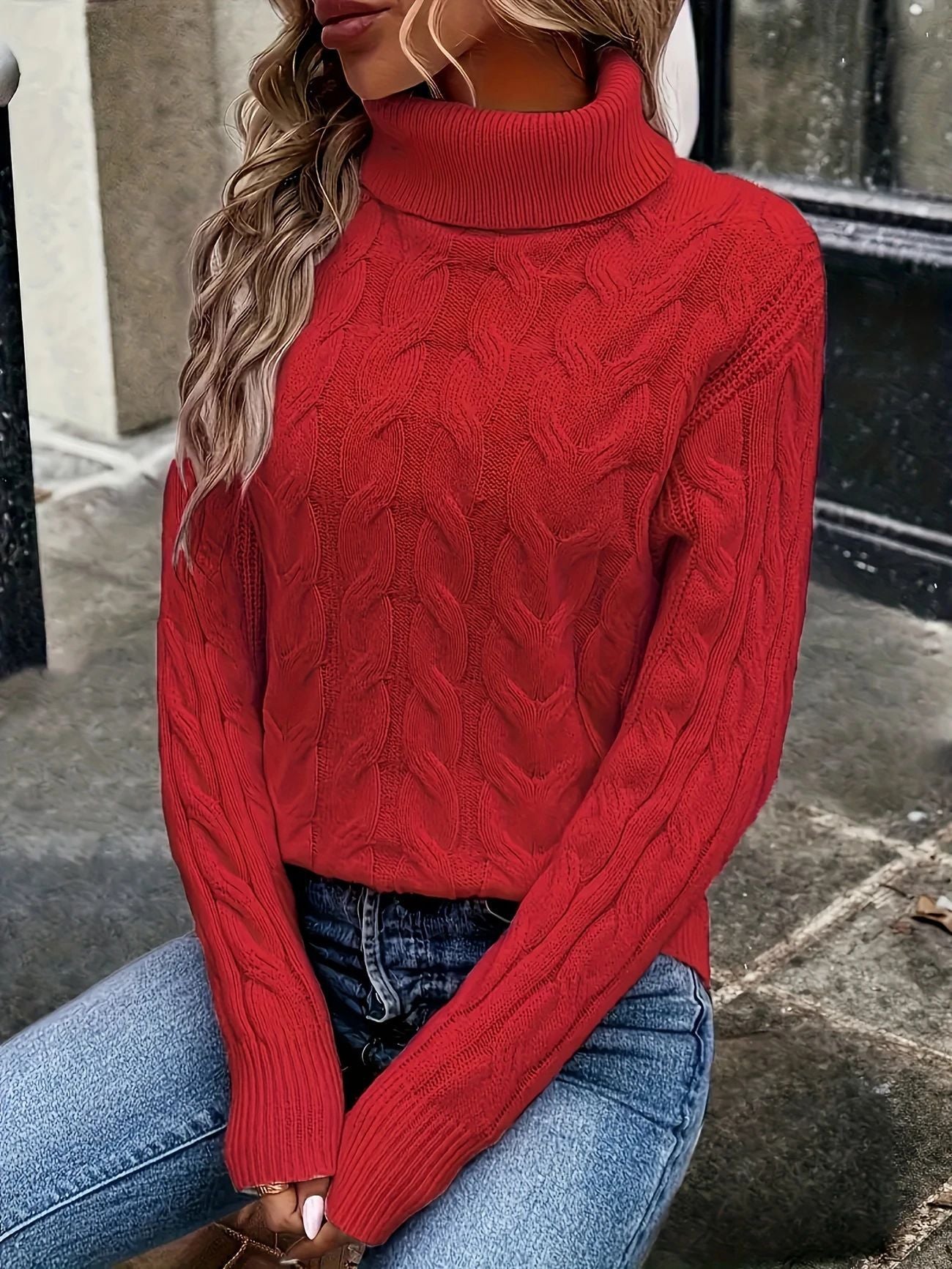 Mayce Elegante™ | Milano Knit Turtleneck Sweater