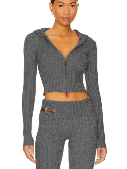 Maycee Elegante Signature Cable Knit Hooded Set