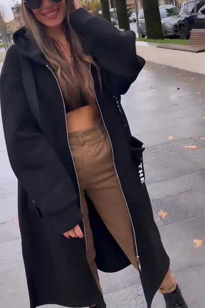 UrbanFlow Kapüşonlu Uzun Hırka