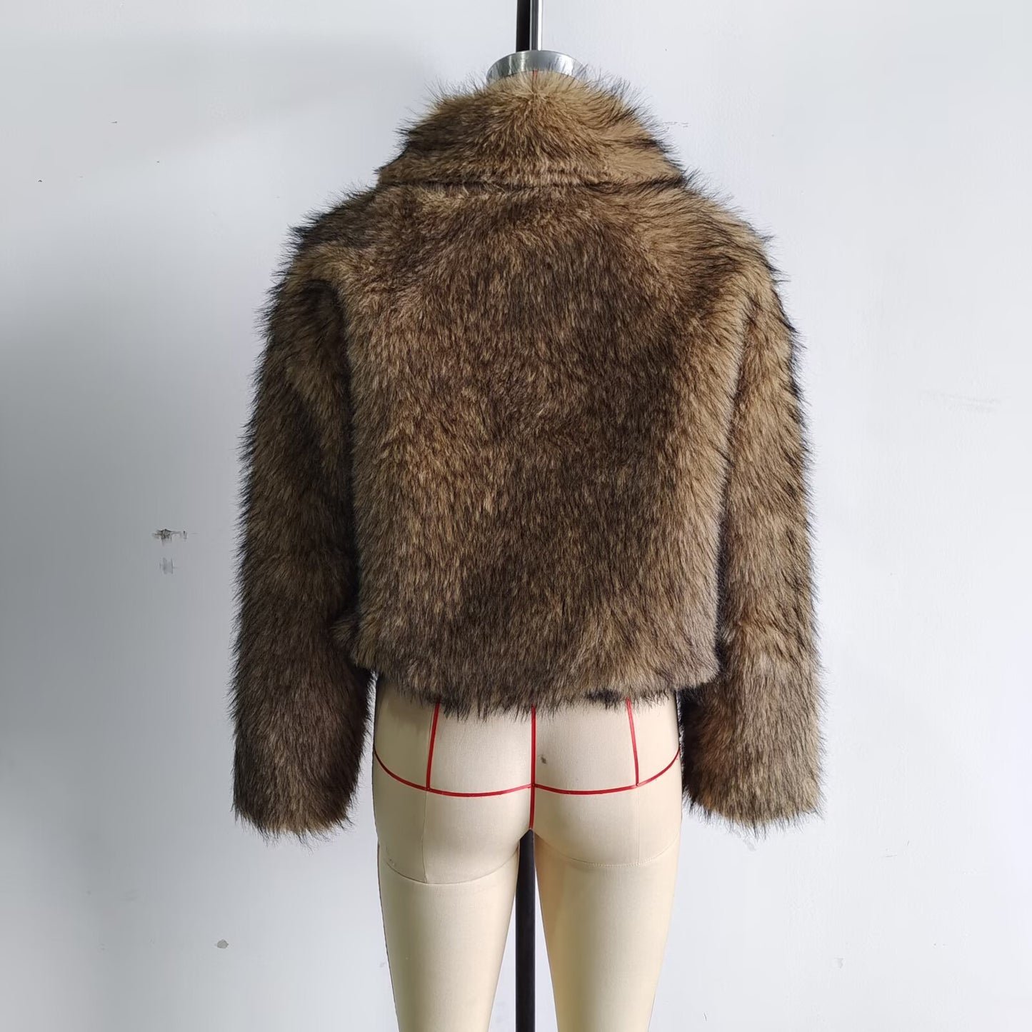 Mayce Elegante ™ | Faux Fur Collar Short Faux Fur Coat