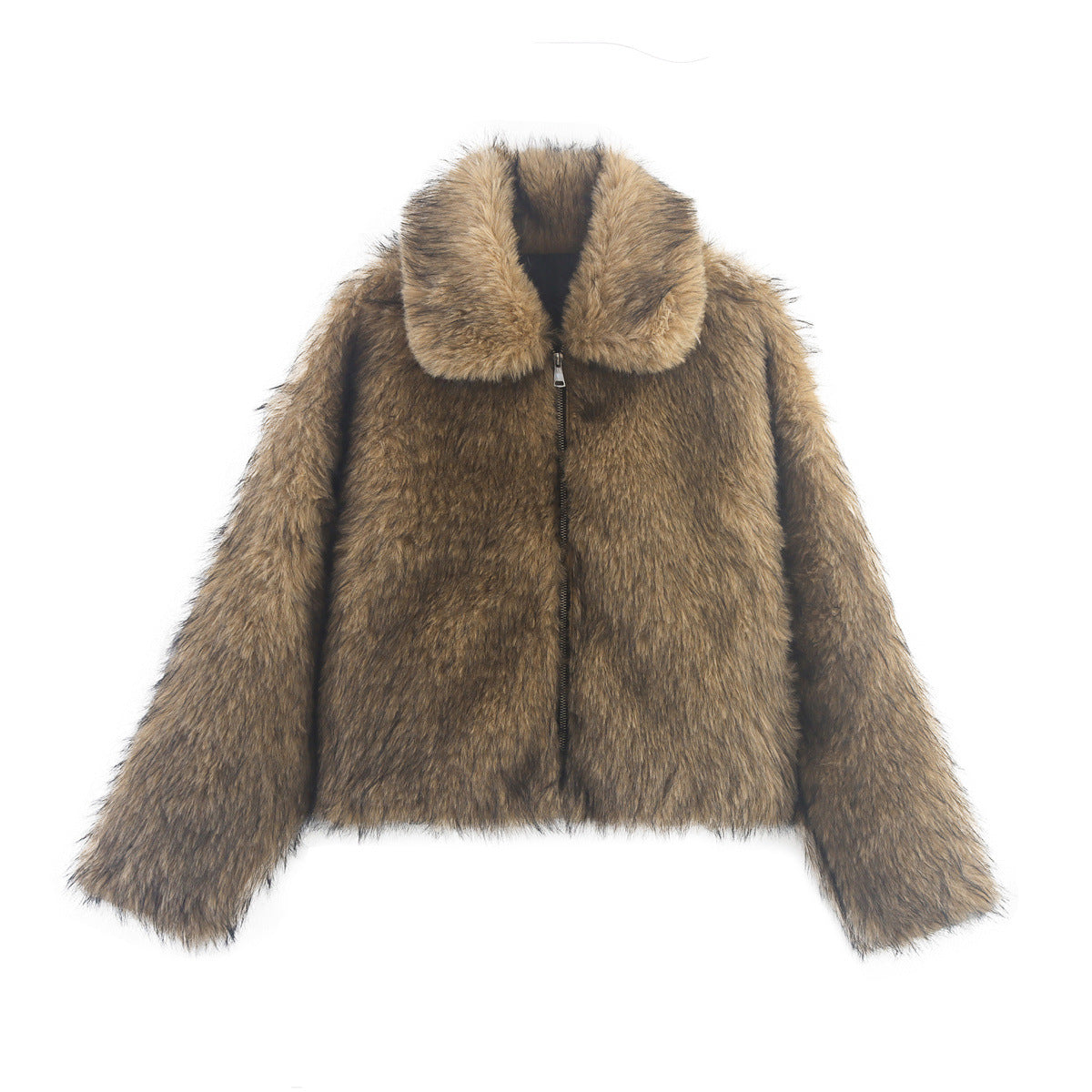Mayce Elegante ™ | Faux Fur Collar Short Faux Fur Coat