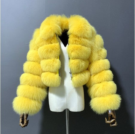 Mayce Elegante™ | Short-Cut Crop Faux Fur Jacket