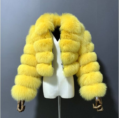Mayce Elegante™ | Short-Cut Crop Faux Fur Jacket