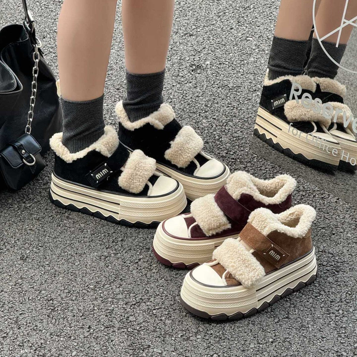 Shearling Lined Platform Sneakers