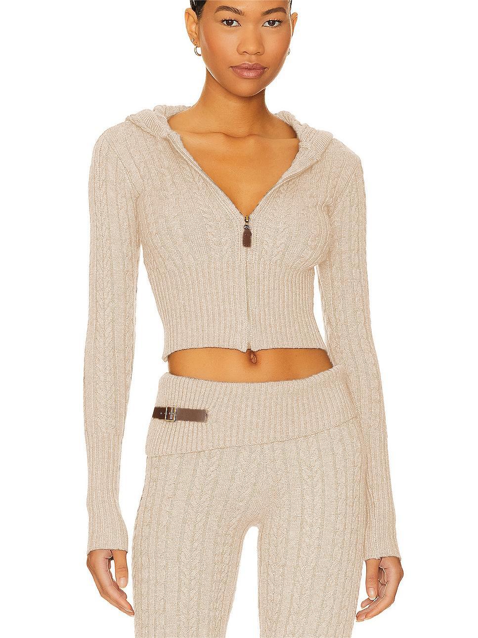 Maycee Elegante Signature Cable Knit Hooded Set