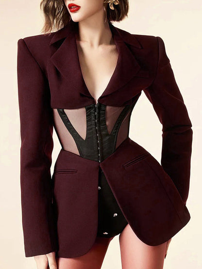 Mayce Elegante ™ | Blair V-Neck Corset Detail Blazer