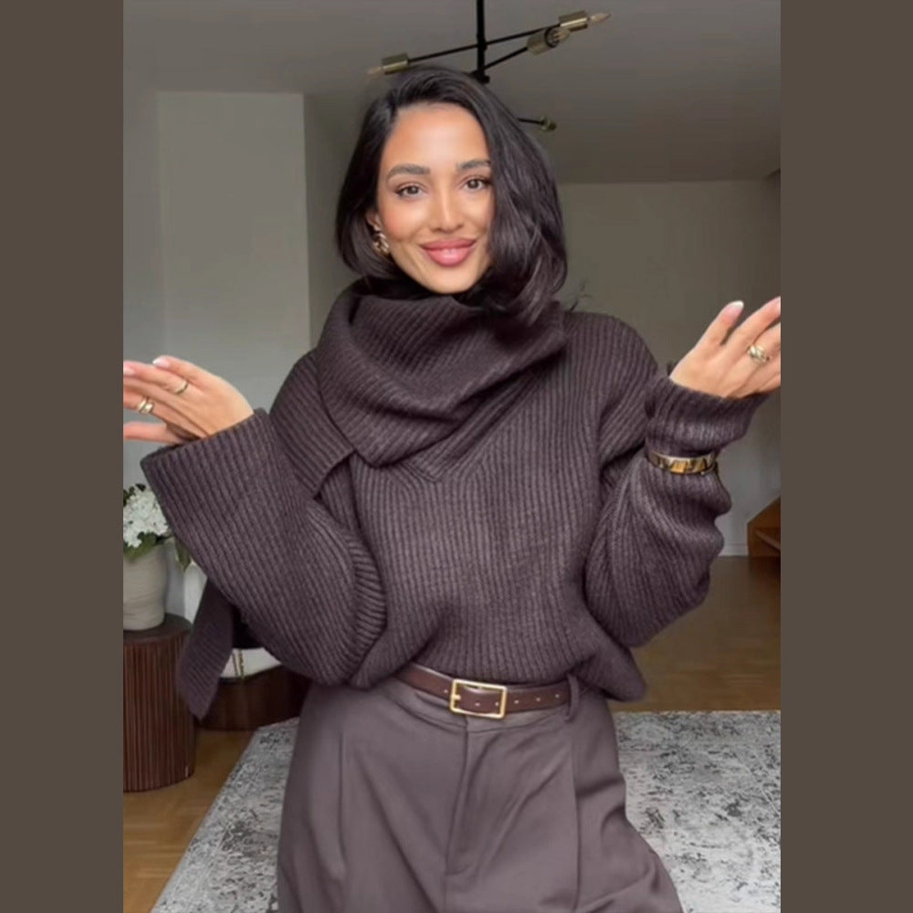 Scarlett Scarf-Neck Signature Knit