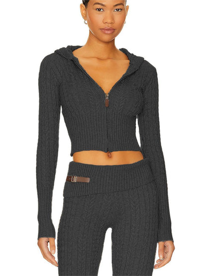 Maycee Elegante Signature Cable Knit Hooded Set