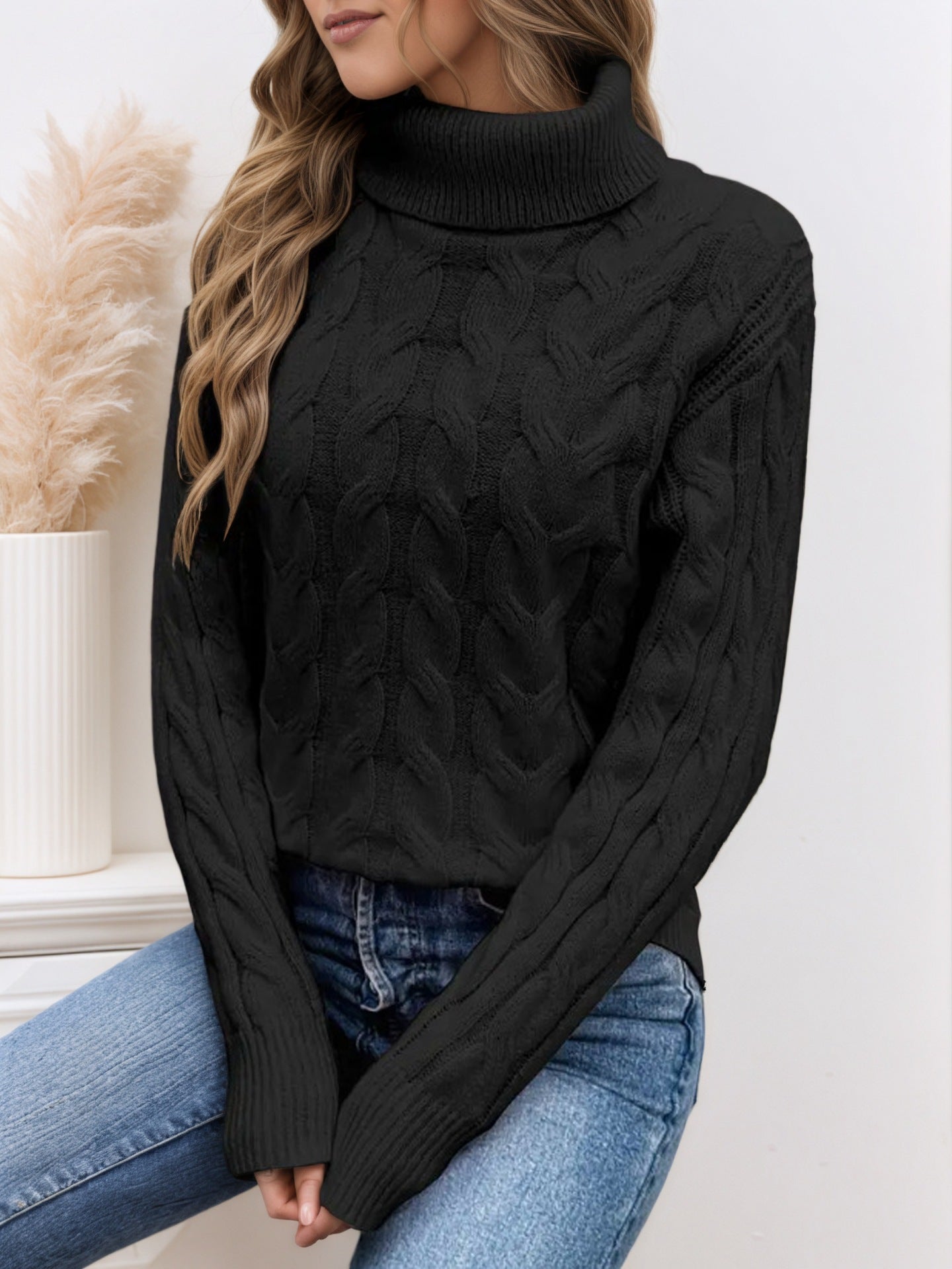 Mayce Elegante™ | Milano Knit Turtleneck Sweater