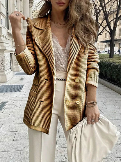 Madison Textured Double-Breasted Blazer
