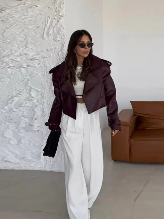 Vesper Kısa Faux Leather Ceket