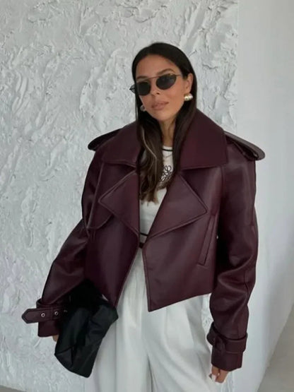 Vesper Kısa Faux Leather Ceket