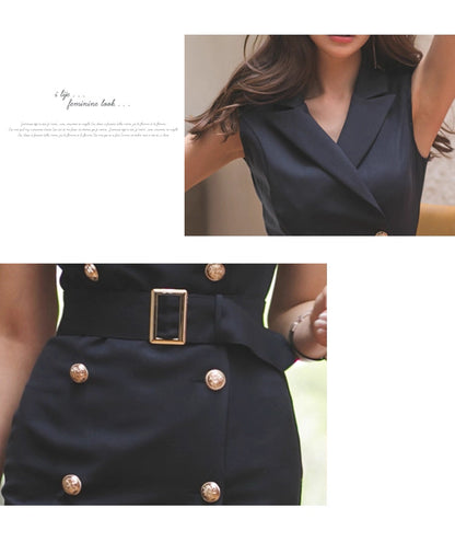 Victoria Black Belted Dress