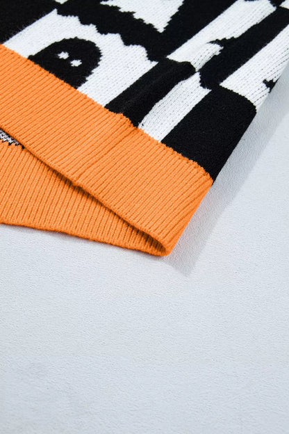 Halloween Ghost Pattern Checkerboard Sweater – Mayce Halloween Edit