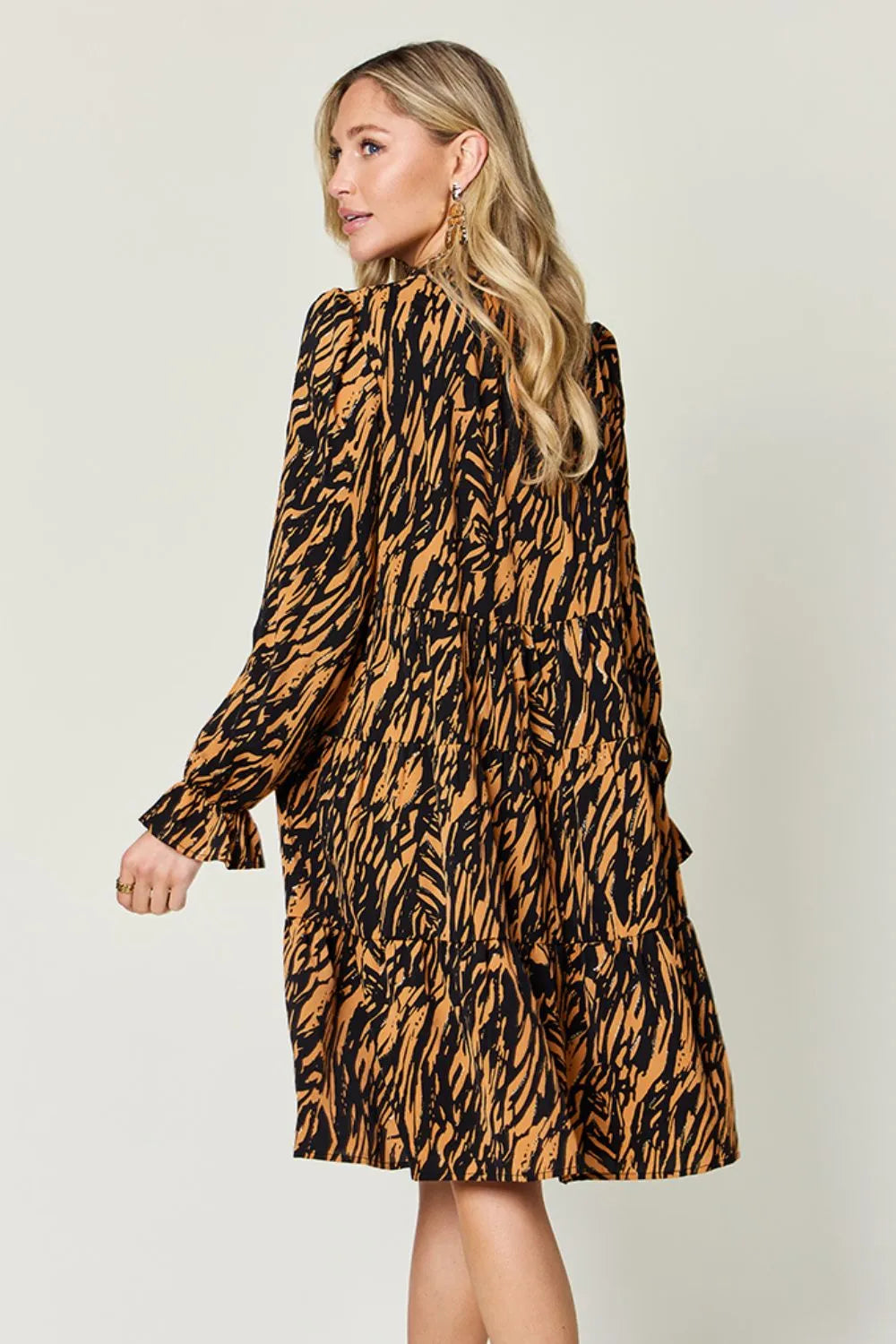 Double Take Full Size Printed Ruffle Hem Long Sleeve Dress Plus Size – Mayce Halloween Edit