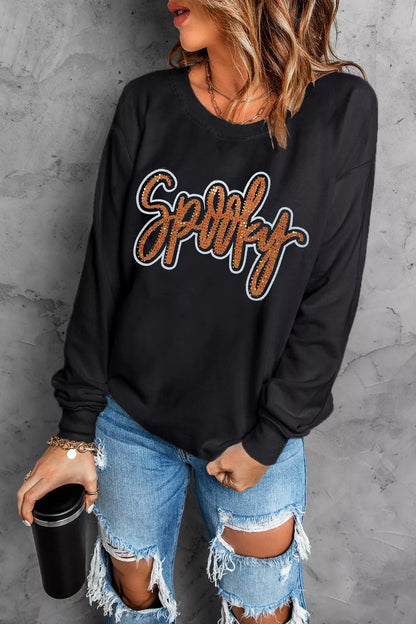 Spooky Rhinestone Drop Shoulder Sweatshirt – Mayce Halloween Edit