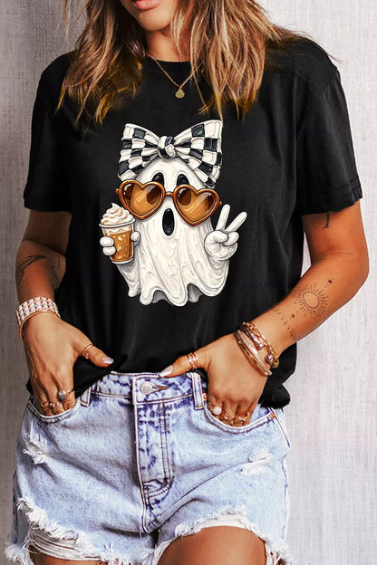 Full Size Halloween Ghost Graphic Short Sleeve T-Shirt Plus Size – Mayce Halloween Edit