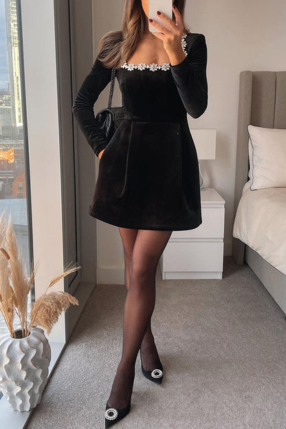 Isabella Crystal Detaylı Mini Elbise