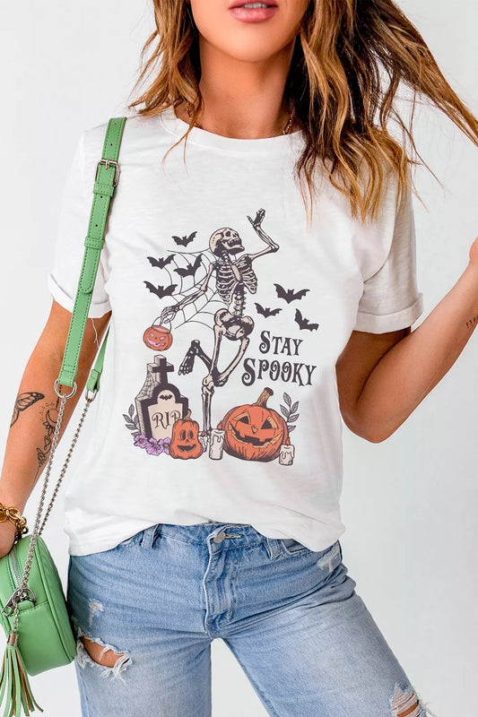 Full Size Skull Pumpkin Face STAY SPOOKY Graphic Halloween T-Shirt Plus Size – Mayce Halloween Edit