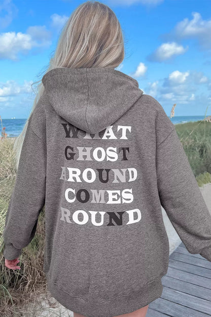 Halloween Ghost Print Mineral Wash Oversize Hoodie – Mayce Halloween Edit