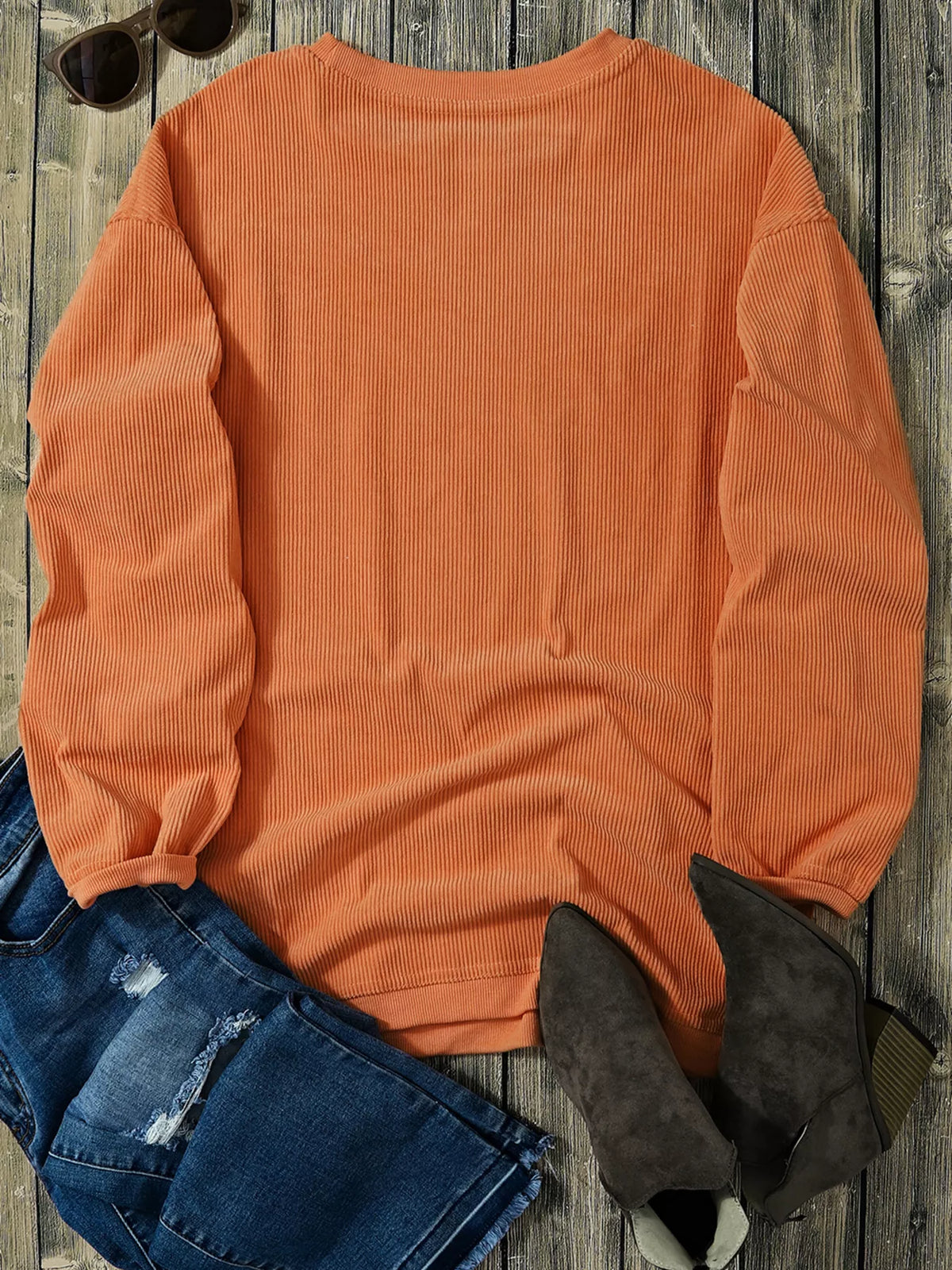 Halloween Leopard Pumpkin Patchwork Ribbed Sweatshirt – Mayce Halloween Edit
